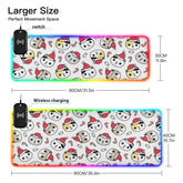 Christmas Cat Santa Wireless Charging Mouse Pad for Mobile Phone Extra Large Gaming Mousepad with 13 Lighting Modes Computer Mat for Office Home Gaming MacBook PC Laptop Desk